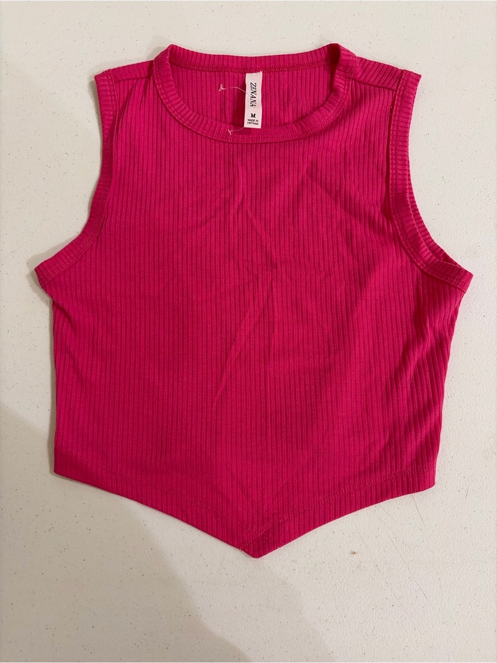 Zenana Outfitters Hot Pink Ribbed Sleeveless Crop Top
